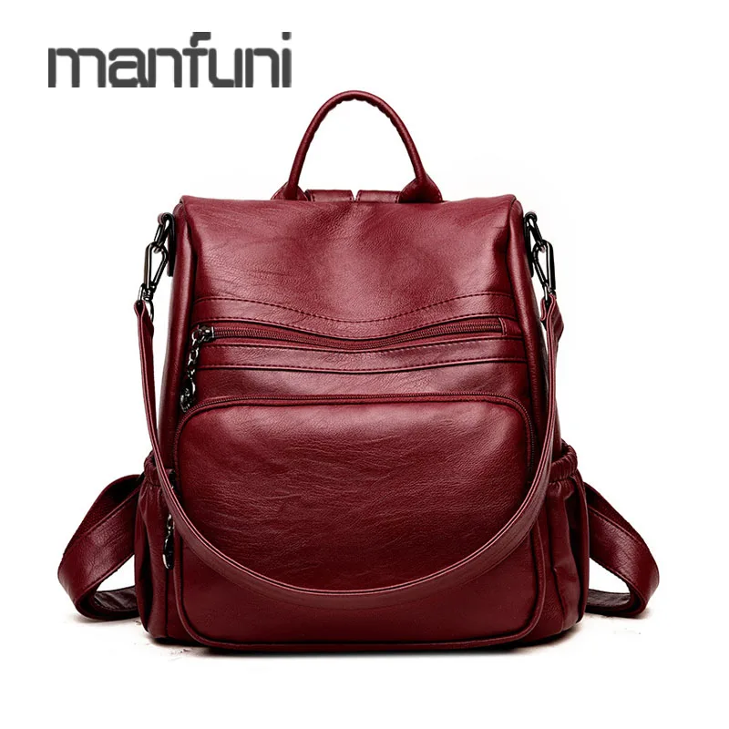 

Leather Backpack Women Multifunction Shoulder Bag Fenale Fashion Backbag For Women's Mochila Mujer Bagpack School Bag Rucksack