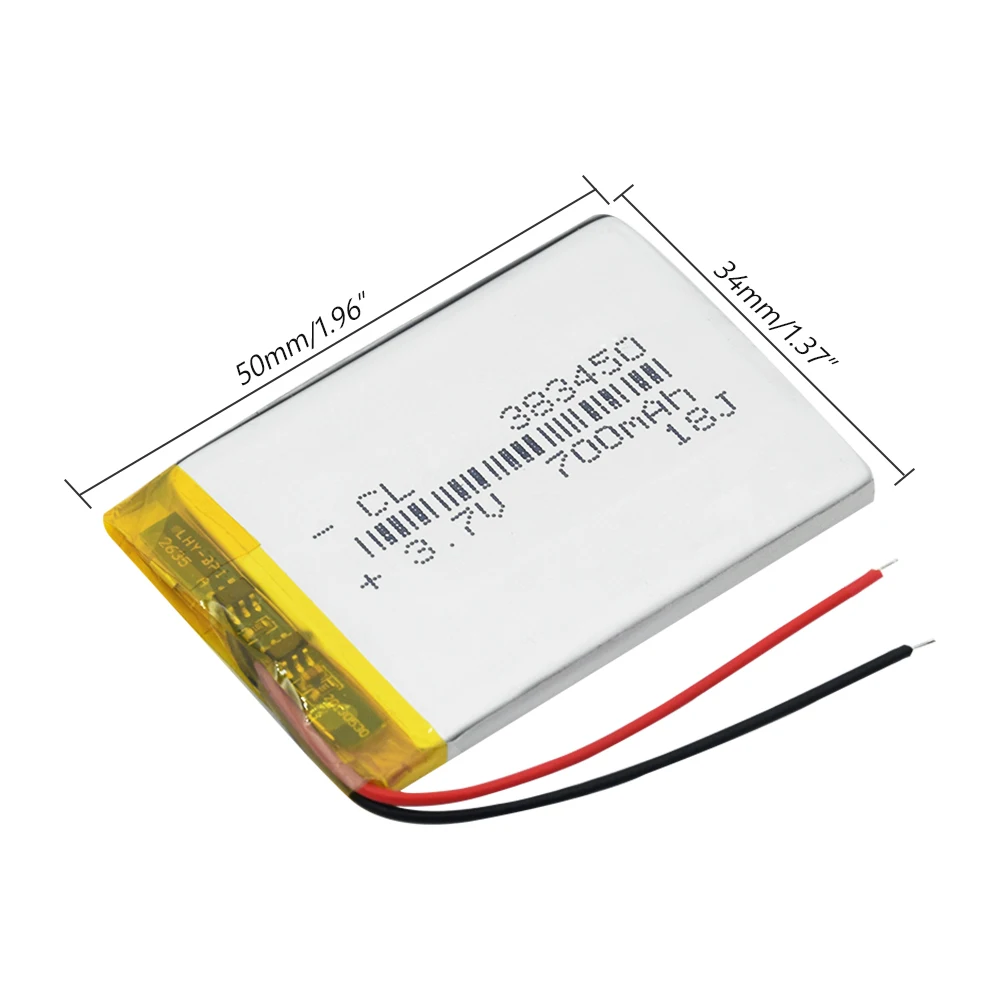 Перезаряжаемая полимерная литий-ионная/литий-ионная батарея 383450 3,7 V 700mAH для mp3 mp4 mp5 dvd gps электрическая игрушка BT гарнитура
