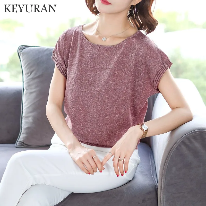 Лето 2019 г. Ice silk трикотажная футболка футболки короткий рукав сплошной летучая