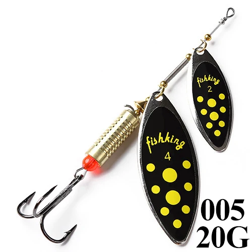 FISHKING 1PCS20g ложка приманка с крючком жесткая металлическая приманка для рыболовного крючка Спиннер двойная ложка рыболовные принадлежности PESCA снасти - Цвет: 005