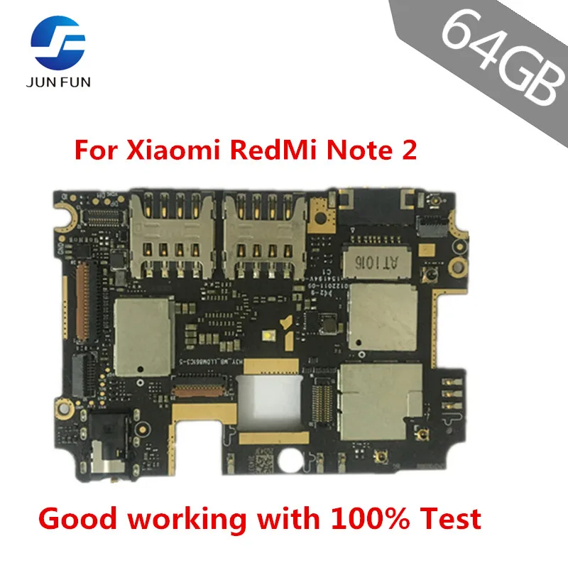 

JUN FUN 64GB Mobile Electronic panel mainboard Motherboard unlocked with chips Circuits flex Cable For Xiaomi RedMi Note 2