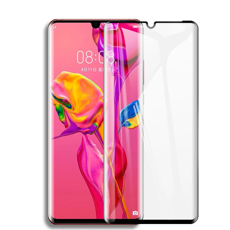 10D изогнутое стекло для huawei P30 Pro Lite на Hauwei hawei P 30 Pro светильник P 30Lite P30Pro P30lite защитная пленка закаленное стекло - Цвет: Black