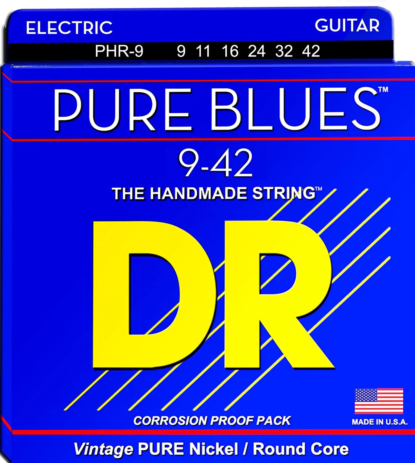 DR Strings Pure Blues Nickel Wrap Round Core PHR-9 PHR-10 Electric Guitar | Спорт и развлечения