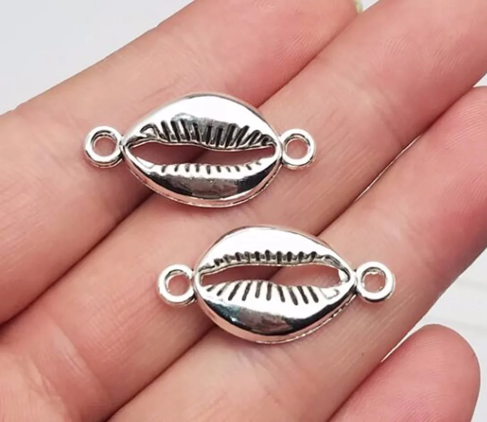 

30pcs/lot--28x14mm,Shell cham,Antique silver plated Shell Connector charms,DIY supplies,Jewelry accessories