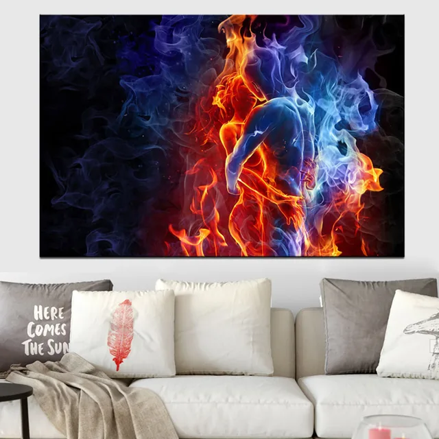Romantische Nackt Kissing Liebhaber Leinwand Druck Bild Blau Rot ... Romantische Nackt Kissing Liebhaber Leinwand Druck Bild Blau Rot ...