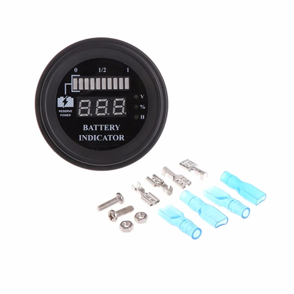 

Round 5-100V LED Digital Battery Indicator Discharge Gauge Hourly Load Meter Batteries Testers Tools