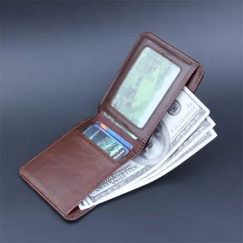

Brand Wallet Cowhide Leather Men Wallet Coin Pocket Handy Luxury Short Purse 2 Fold Male Purses Cards Vintage Wallets