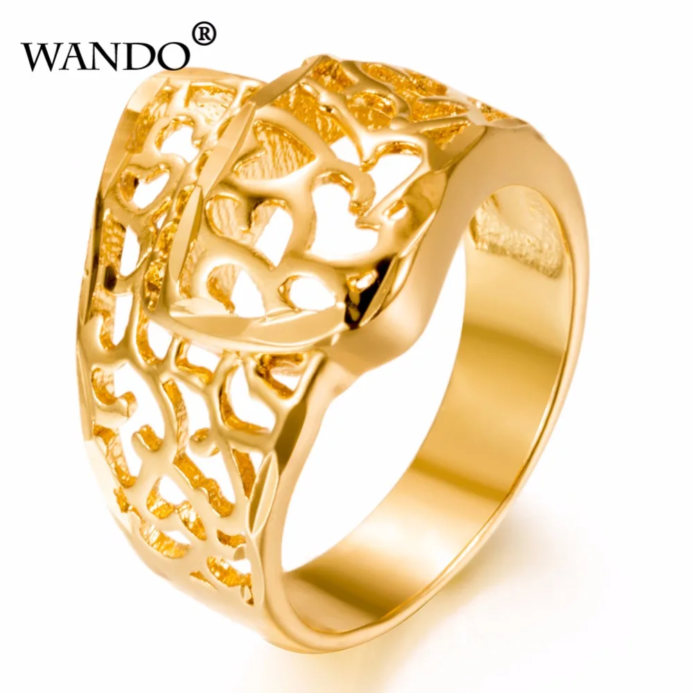 

wando Dubai Gold Ring 24K Gold Color Engagement Women Men Finger Ring For Ethiopian / African/ Nigerian Design wr19