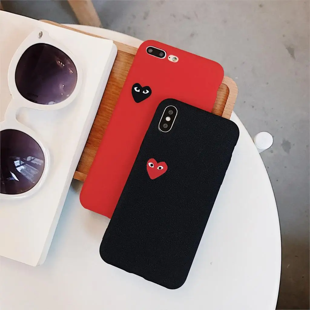 

Japan Fashion trend CDG Play Case For Samsung Galaxy S9 S8 Plus S7 Edge Note 8 Rock Sand Soft TPU Matte luxury phone Cover