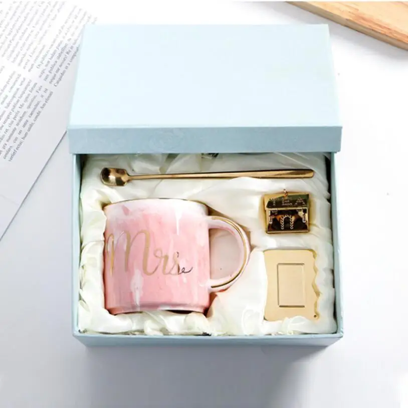 

Marble Ceramic Mugs Creative Wedding Birthday Lovers' Gift Morning Mug Milk Coffee Tea Breakfast Porcelain Cup with Spoon