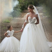 Красивое кружевное фатиновое бальное платье длиной до пола, платья с цветочным узором для девочек на свадьбу, торжественный праздник первого причастия, индивидуальный заказ