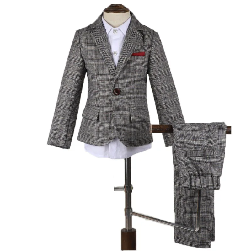 

School Boys Formal Wedding Party Suit Children Blazer Vest Pants 3PCS Clothing Sets Kids Performances Dance Dresses Prom Costume