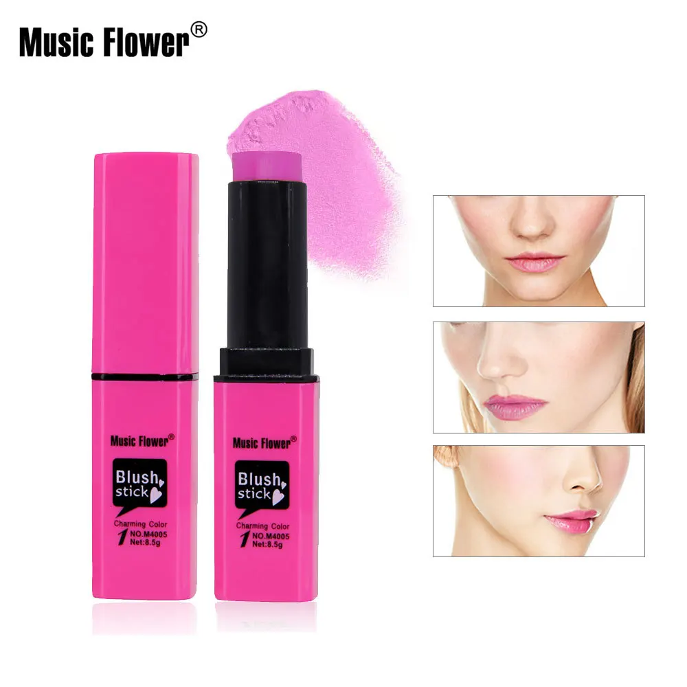 

Music Flower 6 Colors Face Blush Cream Stick Makeup Bronzer Rouge Mineral Long-lasting Blusher Set Make Up Tool