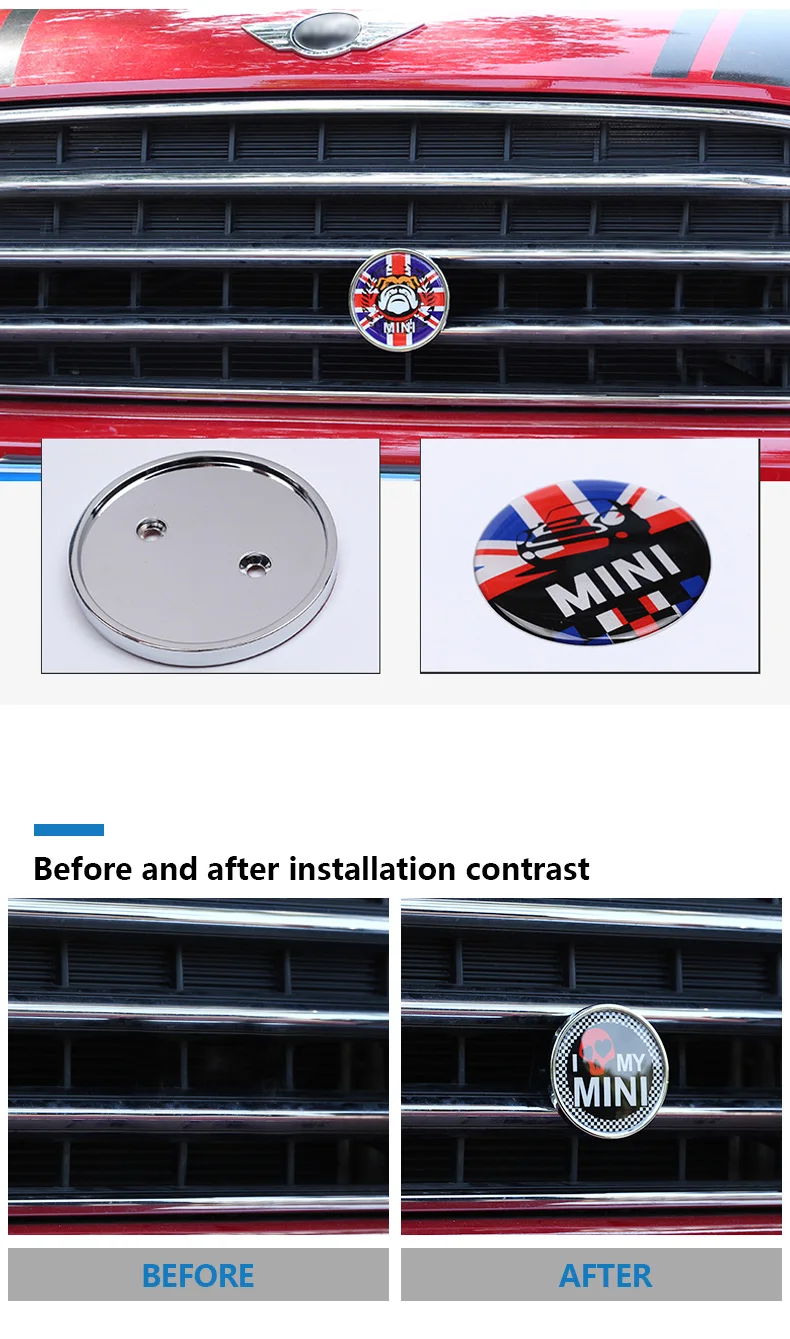 Car Front Grill Emblem Badge Metal Stickers for Mini Cooper Countryman R55 R56 R50 R53 R60 R61 F54 F55 F56 Car Styling (4)