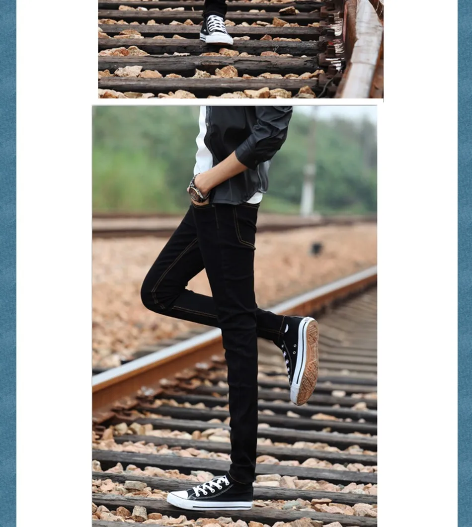 Модные стильные узкие джинсы для мальчиков, тонкие джинсы для подростков повседневные недорогие черные брюки с манжетами, эластичные красивые узкие брюки мужские 28-34