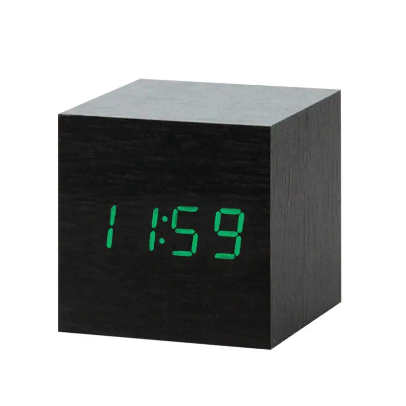 LED Wooden Alarm Clock Watch Table Voice Control Digital Wood Despertador Electronic Desktop USB/AAA Powered Clocks Table Decor - Цвет: 7