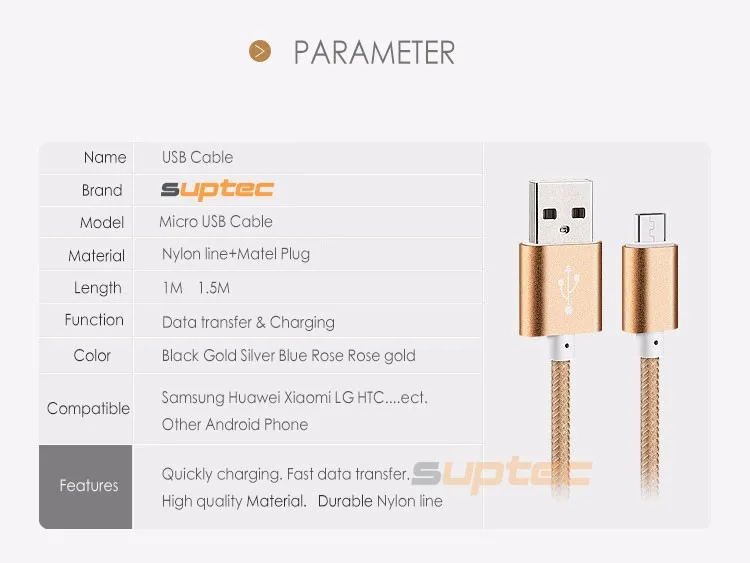 Suptec Micro USB кабель быстро зарядки шнур Синхронизация данных для Samsung Galaxy S7 S6 S5 S4 Huawei Xiaomi Sony Mobile телефон Зарядное устройство кабель