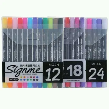 

Art and Graphic Drawing Manga Water Based Ink Twin Tip Brushand Fine Tip Sketch Marker Pen 12 18 24 Colors /SET Brush Pen