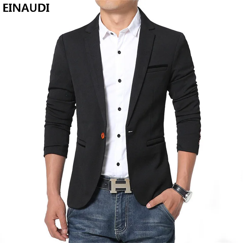 

EINAUDI 2017 New Spring Autumn Men Thin Casual Blazer Cotton Slim England Suit Blaser Masculino Male Jacket Blazer For Men 1461