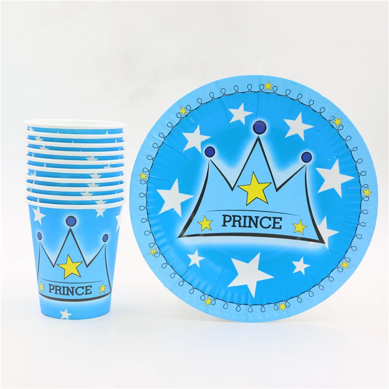 24pcslovelyCrown Princess Theme Party Disposable Tableware Set Paper