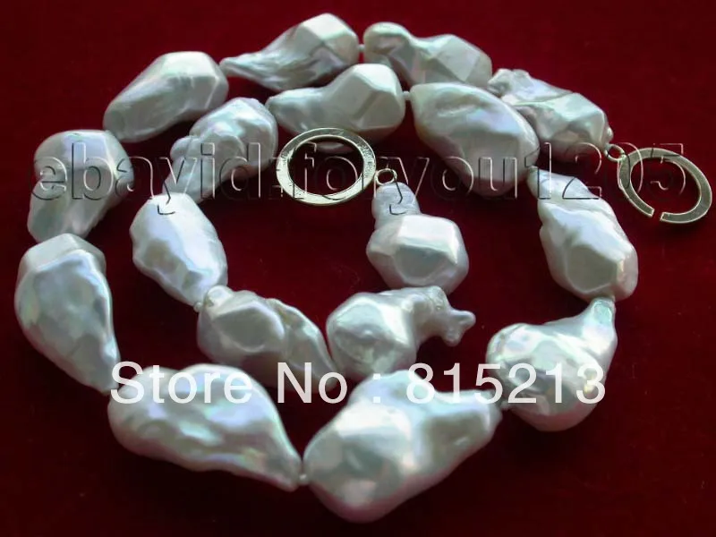 

ddh00972 Luster 18" Genuine Natural White Reborn Keshi pearl Necklace 14k!
