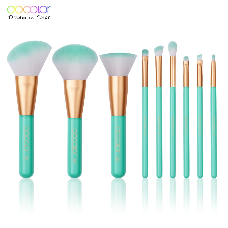 

Docolor 9PCS Makeup Brushes Set Cosmetic Foundation Powder Blush Eye Shadow Lip Blend Make Up Brush Beauty Tool Kit Maquiagem