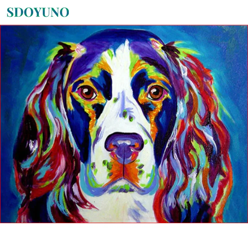 SDOYUNO 40X50 см, рамка для животных, краска по номерам, Цветная собака для самостоятельного украшения дома, свадебное украшение, краска по номерам для подарка - Цвет: 1672