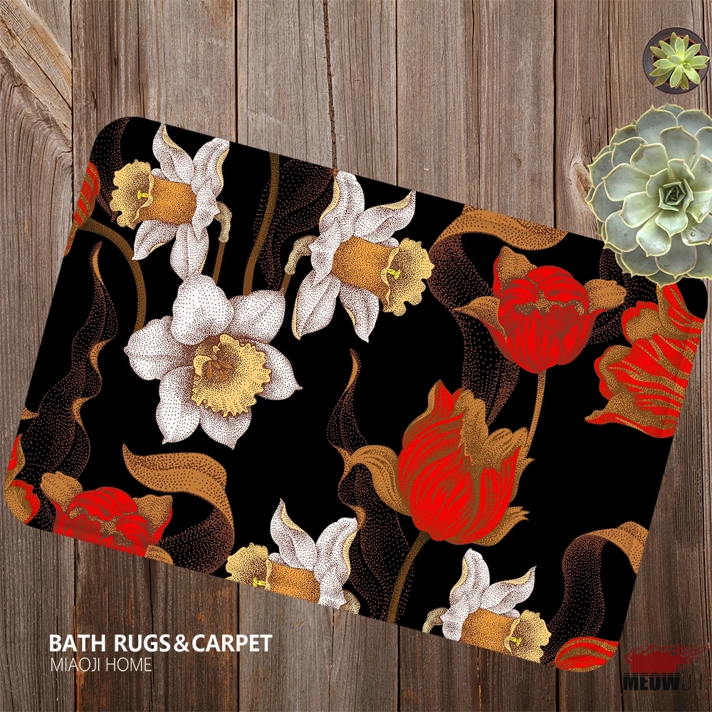 [MIAOJI] Королевский роскошный классический Китай красные цветы Мягкий Коврик для ковра протирать сухой Впитывающий Коврик для ванны нескользящий 40x60 см