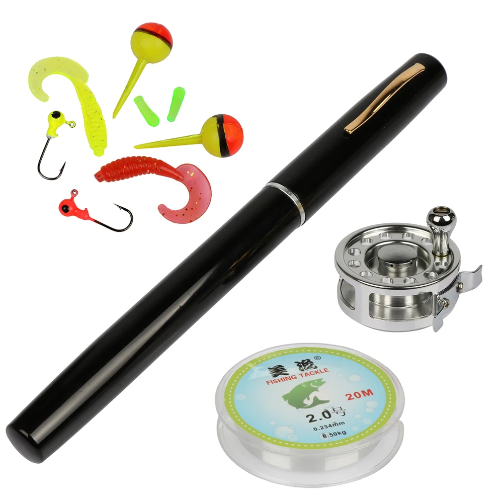Mini Pocket Ice Fly Fishing Reel and Rod Combos Set Aluminum Alloy Pen Fishing Pole Saltwater Freshwater Extended 1.34m Mini Pocket Ice Fly Fishing Reel and Rod Combos Set Aluminum Alloy Pen Fishing Pole Saltwater Freshwater Extended 1.34m