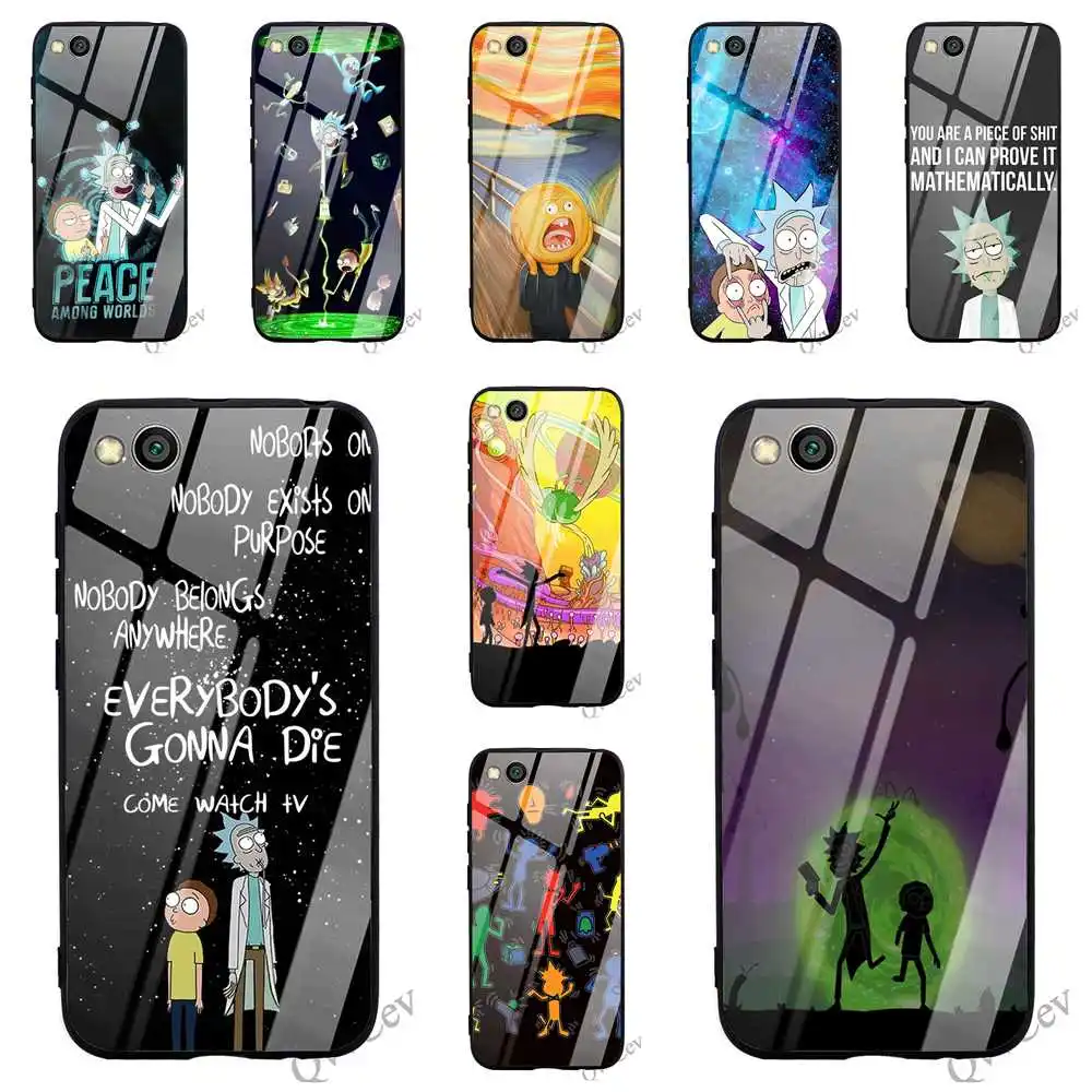 

Pattern Rick And Morty Tempered Glass Phone Case for Redmi 6A Cover Xiaomi Mi A2 A1 8 Lite 9 F1 4X Note 5 Pro 6 7 Back