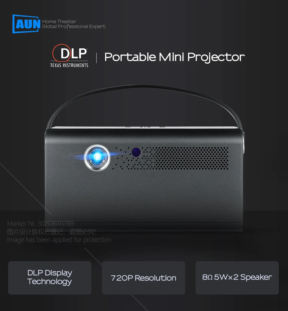 Новейший мини-проектор AUN V7, 1280x800 P, Android WIFI Bluetooth светодиодный проектор. Поддержка 4K видео, портативный 3D домашний кинотеатр