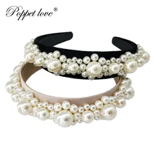 Романтические свадебные полный большой резинки для волос с жемчугом аксессуары для волос Женская мода эластичный белый Импозантные украшения тиара подарок украшения