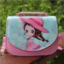 Стиль, экокожа(полиуретан), сумки для девочек, детские милые сумки-мессенджеры с рисунком модная одежда для девочек платье принцессы Портативный кожаные сумки через плечо