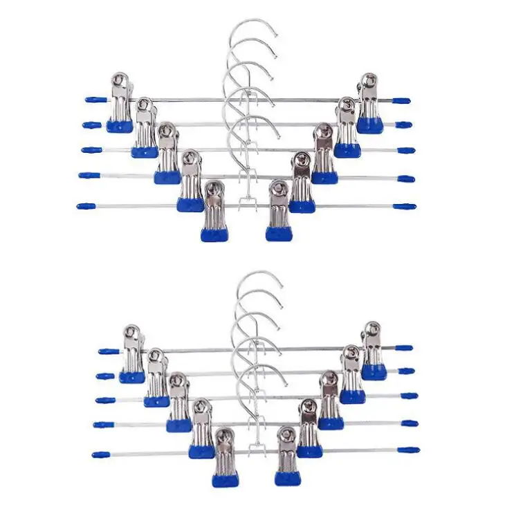 5pcs/lot New Hangers For Clothes Stainless Steel Clip Stand Hanger Pants Skirt Kid Clothes Adjustable Pinch Grip Cabide 6