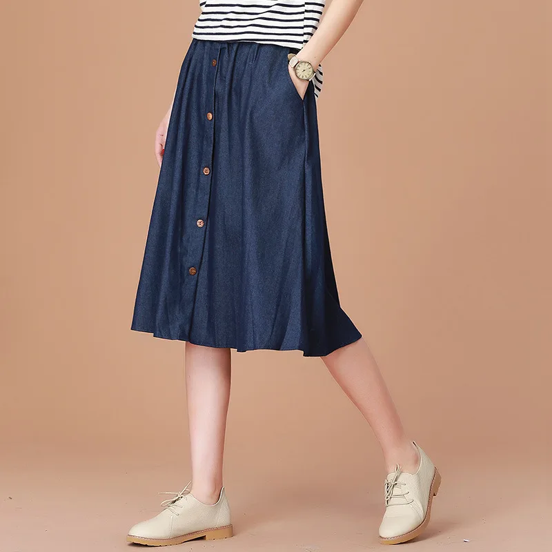 2018 summer new loose waist Korean version of the art cowboy half skirt