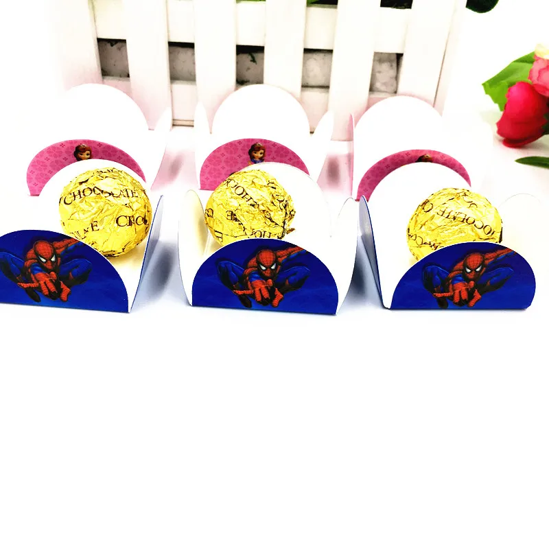 

50pcs/lot spider-man birthday party decoration kids party supplies spider cake wrappers chocolate box orminhas para doces