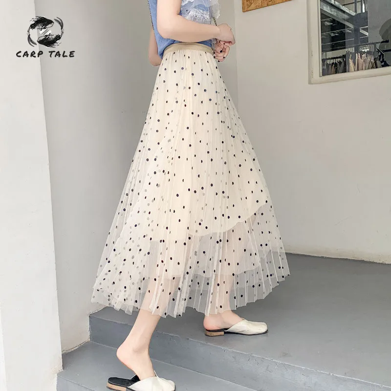 

Tulle Skirts Womens Midi Pleated Skirt Black Pink Tulle Skirt Women 2019 Spring Summer Korean Elastic High Waist Mesh Tutu Skirt