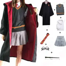 Gryffindor Hufflepuff Slytherin Ravenclaw kostium hermiona Granger Cosplay szata spódnica okulary jednolite kostium na halloween(China)