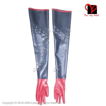 

Sexy Black With Red Latex long Gloves opera Mittens Rubber Gauntlet Gummi Rubber gloves latex gloves ST-027