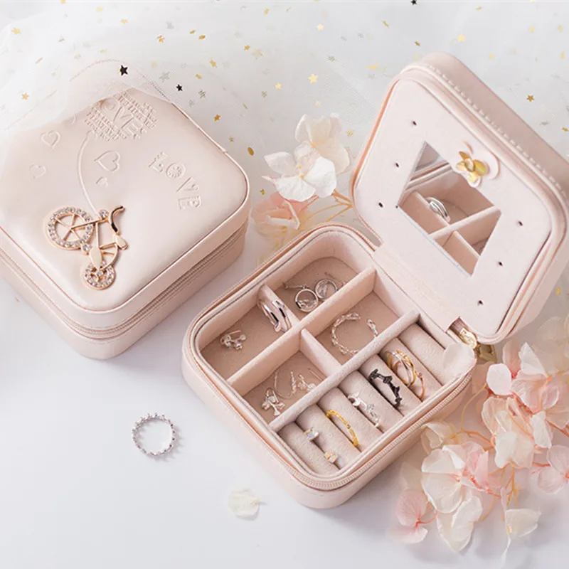 

LIYIMENG Small Travel Jewelry Organizer Box Cosmetic Makeup OrganizerJewelry Box Earrings Storage Casket case Container