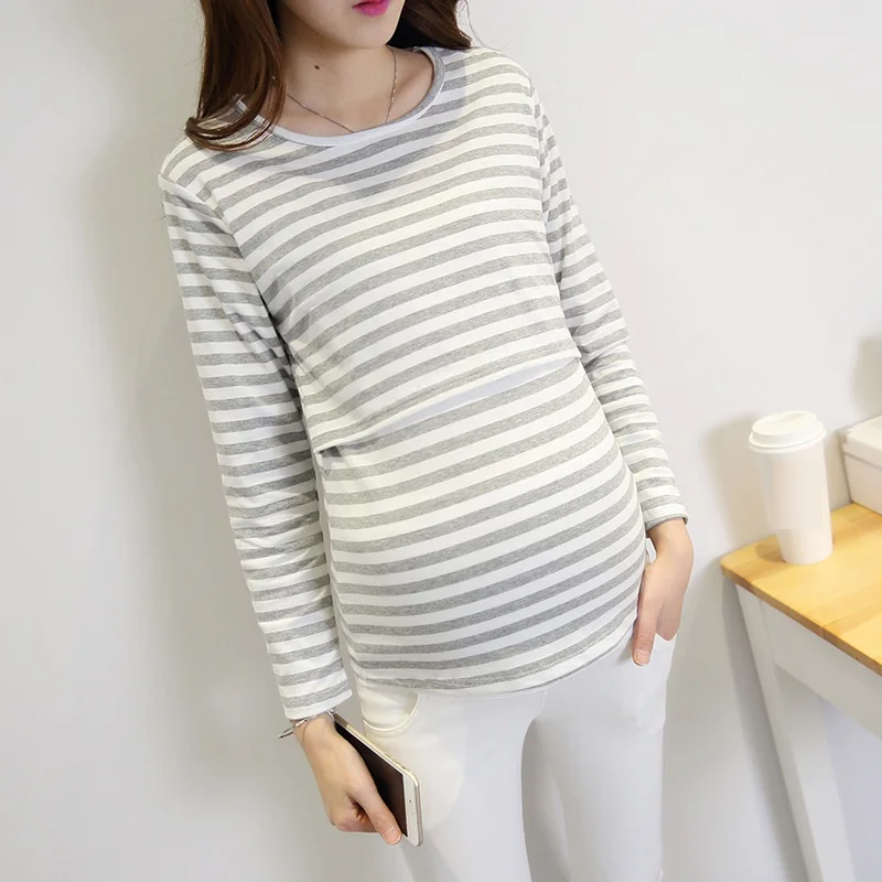 

Maternity Blouses for Pregnant Women Maternity Blouses Women Breast Feeding Tops Stripe Skirts Pregnancy Clothing