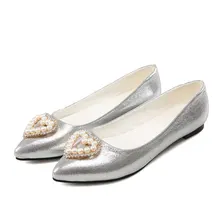 Модная дамская обувь больших размеров 34-47 Дамские весенние мокасины Дамские балетки Повседневная обувь с острым носком цвет однотонный металлик X2