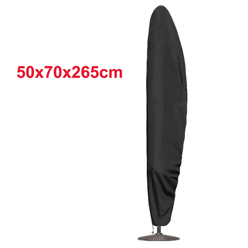 Водонепроницаемый чехол зонтика с сумкой наружный зонтик патио крышка дождевик аксессуары нарисуйте струнная голова 50x70x265 см - Цвет: Черный цвет