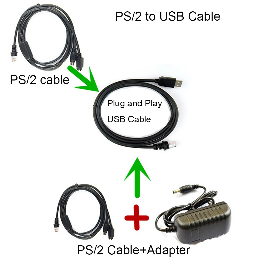 2 шт. PS2 USB кабель сканера штрих кода м (7 футов) для Honeywell HHP 3800LTP IT3800LRPDFVHD IT3800LX