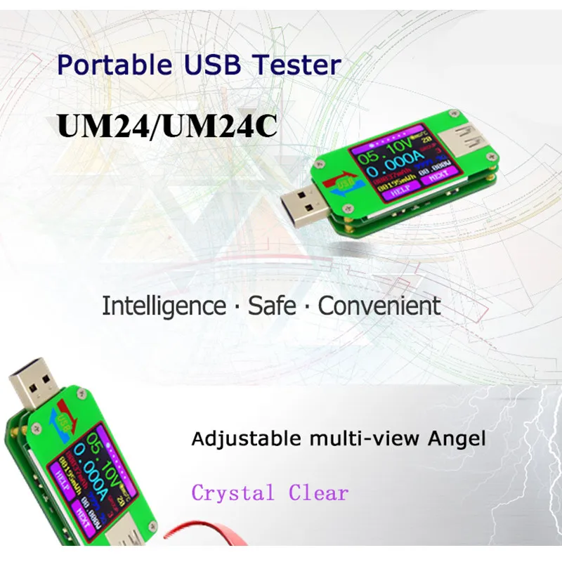 UM34/UM34C UM24/UM24C UM25/UM25C Цвет ЖК-дисплей Дисплей USB Напряжение тестер Измеритель величины тока аккумулятор вольтметра зарядки измерения