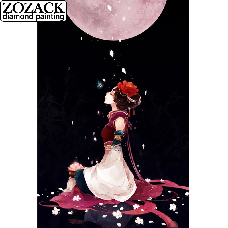 

Sale DIY Diamond Embroidery 5D Girl Under The Moon Cartoon Picture Full Square Rhinestones Needlework Hobby Home Decoration