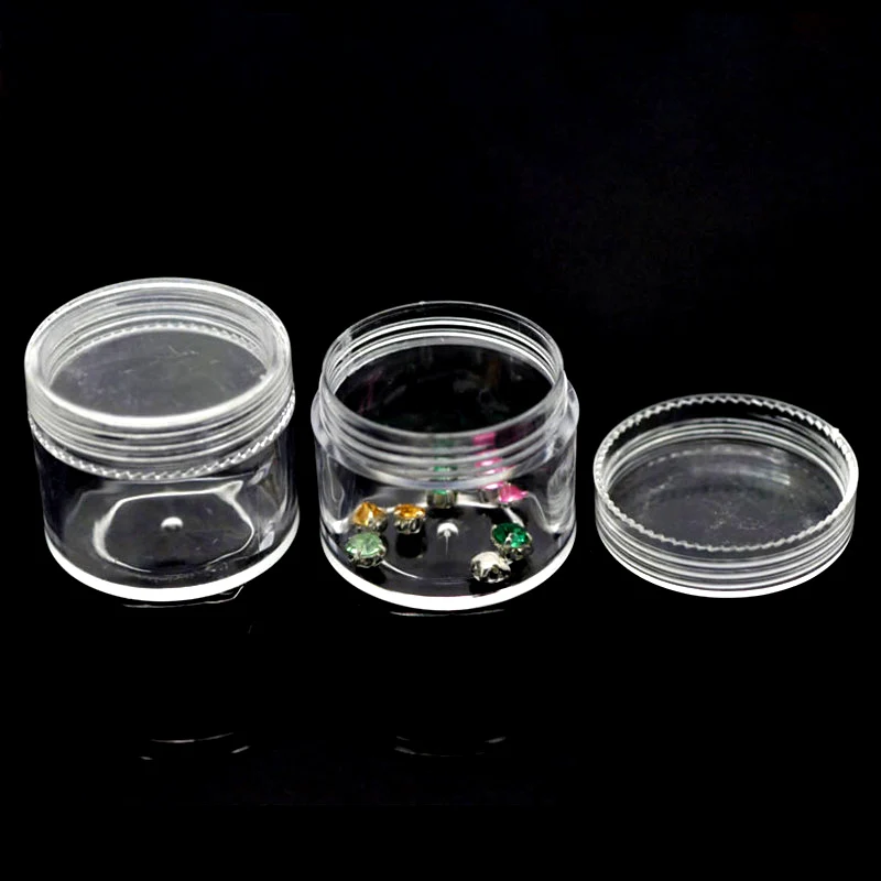 

3Pcs Transparent Plastic Round Storage Boxes Jewelry Beads Charms Display Powder Carrring Container Cases 3.8x3.3cm