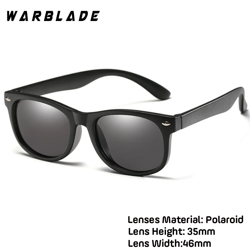 WarBLade Girls Sunglasses TR90 Silicone UV400 Child Baby Eyewear Kids Sun glasses Children Glasses Polarized Lenses Girls Boys - Цвет линз: matte black