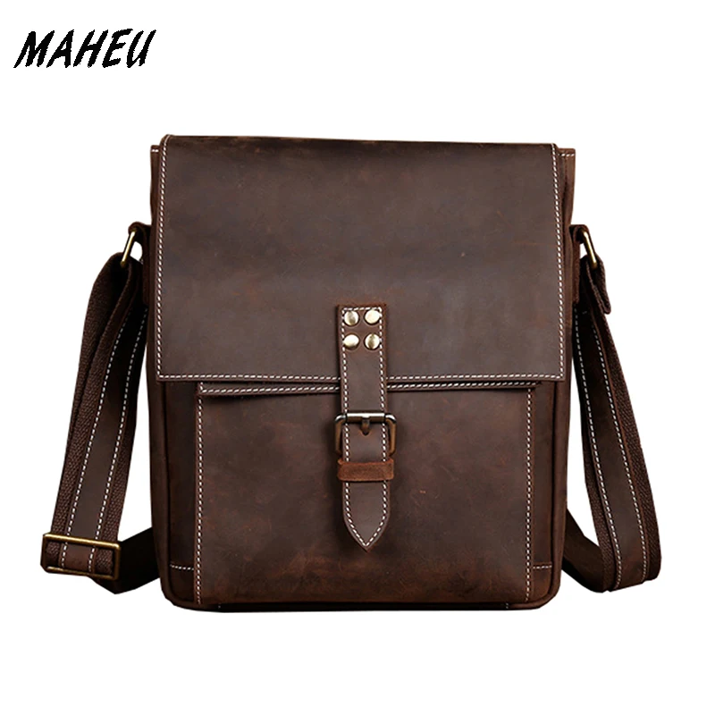 Men's genuine leather Shoulder Bag iPad cow leather crossbody bag flap ...