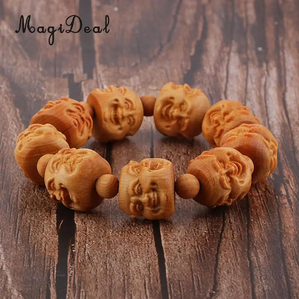 

Wooden 20mm Beads Eight-sides Buddha Buddhism Bead Bracelet Jewelry for Buddha Prayer Gift